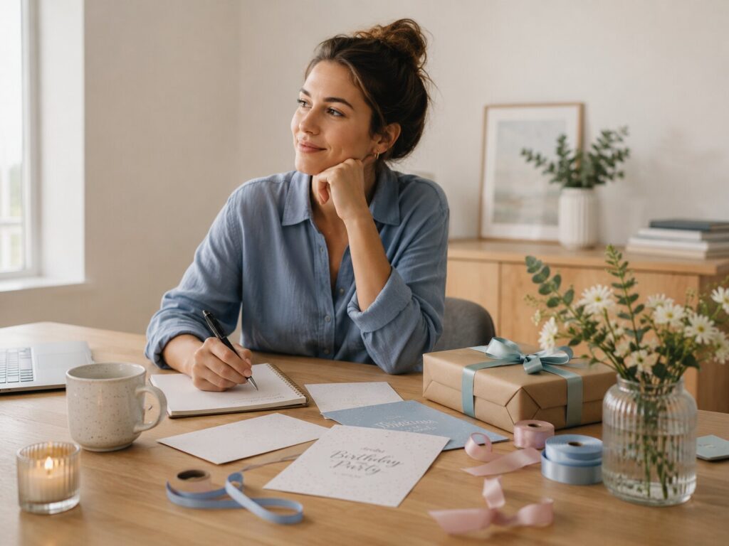 Woman is preparing a party / Jeune femme préparant une fête